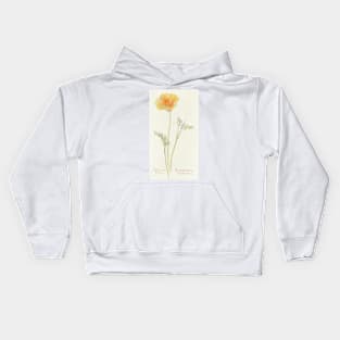 California Poppy - Botanical Illustration Kids Hoodie